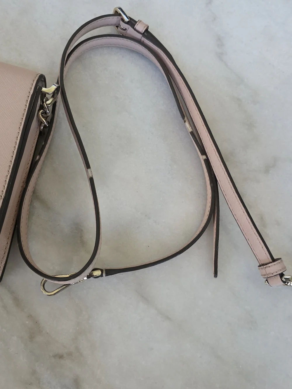 Kate Spade New York Saffiano Leather Flap Chain Crossbody Bag Blush Pink
